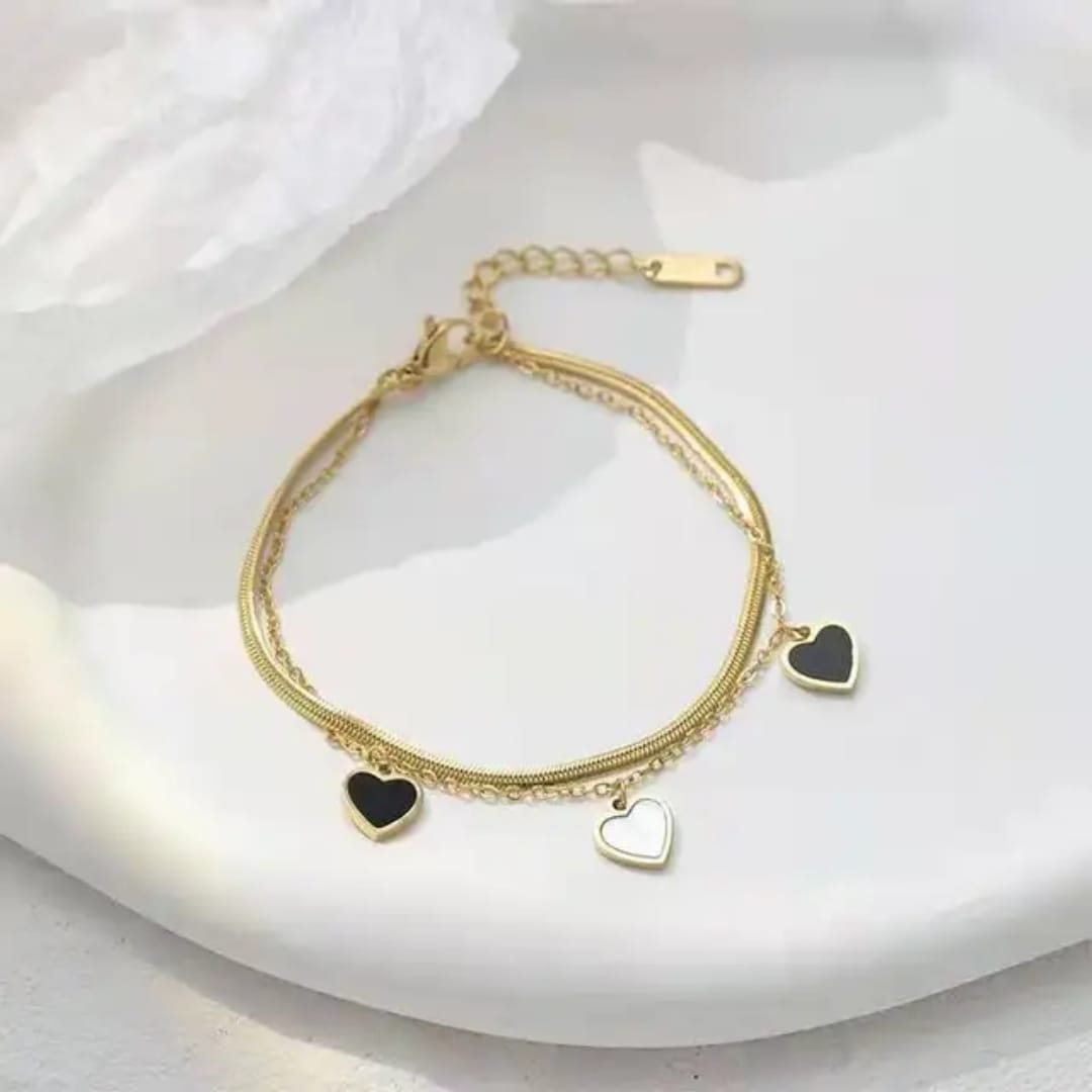 DUAL-LAYER HEART CHARM BRACELET