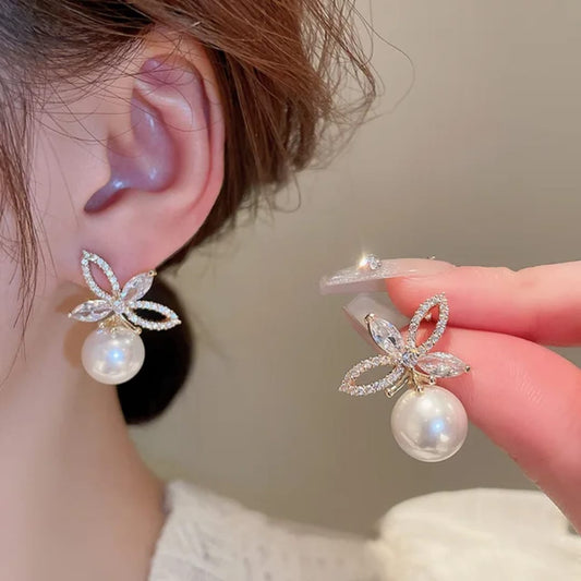 FLORAL PEARL DROP EARRINGS