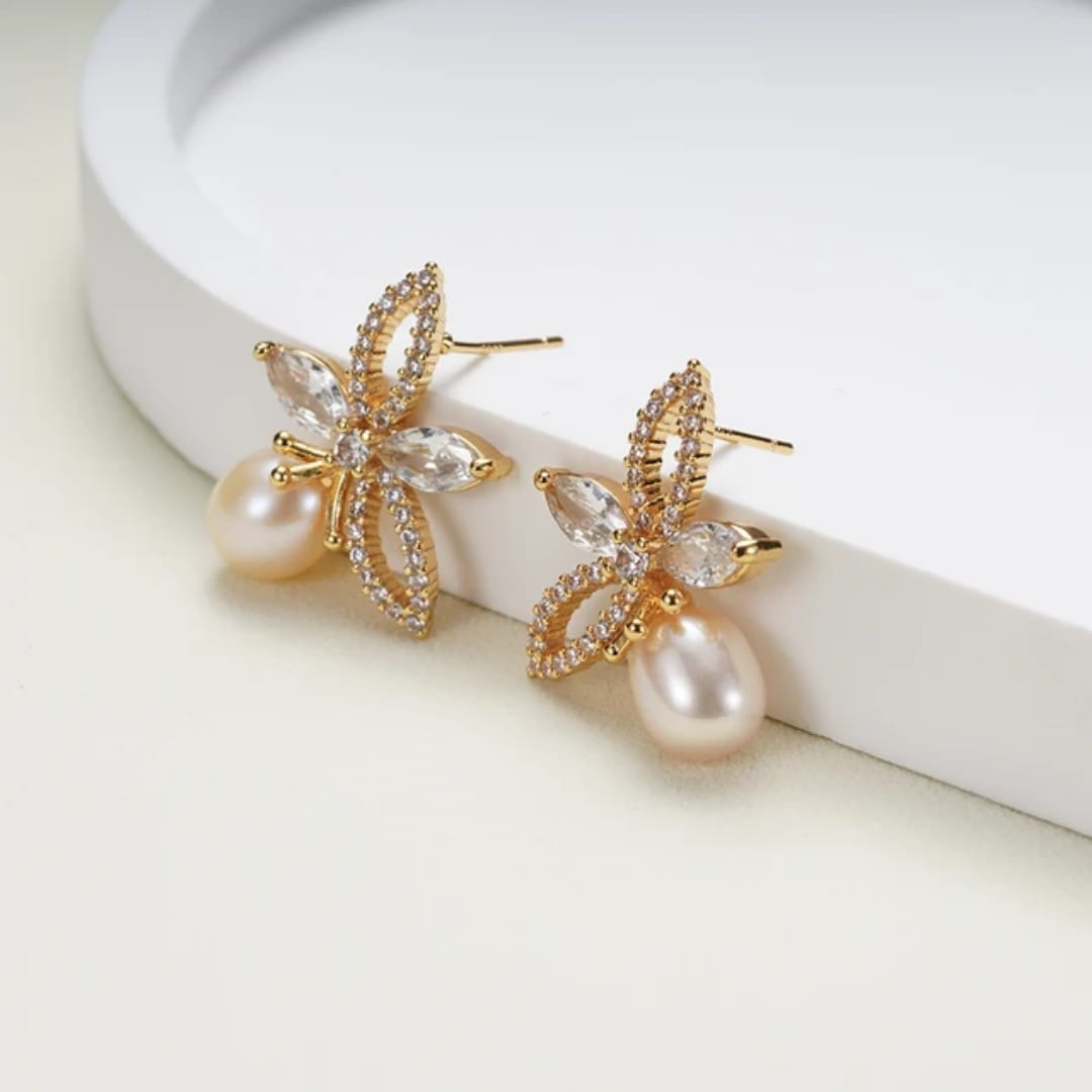 FLORAL PEARL DROP EARRINGS