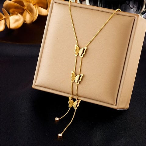 BUTTERFLY LARIAT NECKLACE